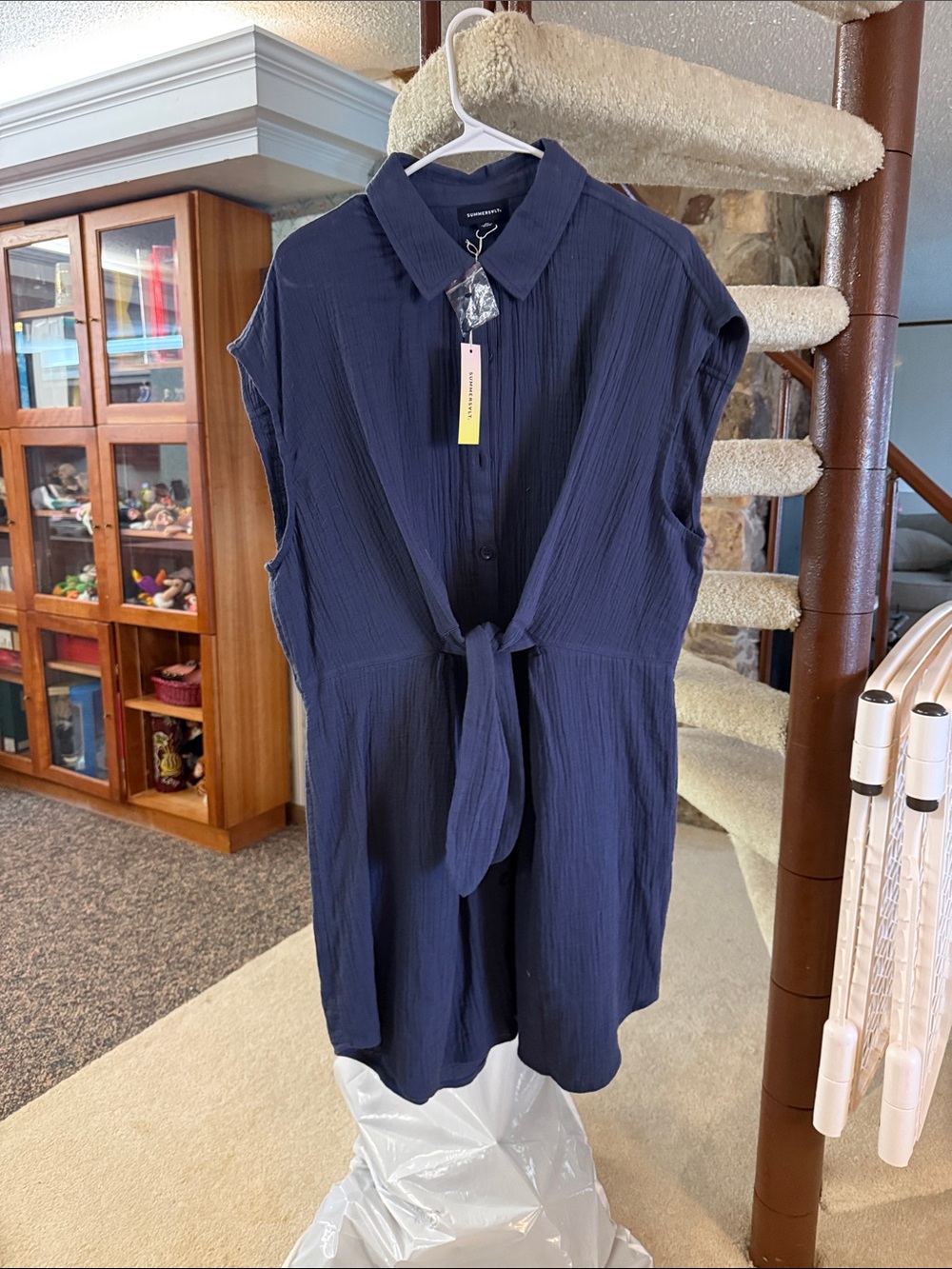 summersalt Navy Sleeveless Tie-Front Tunic